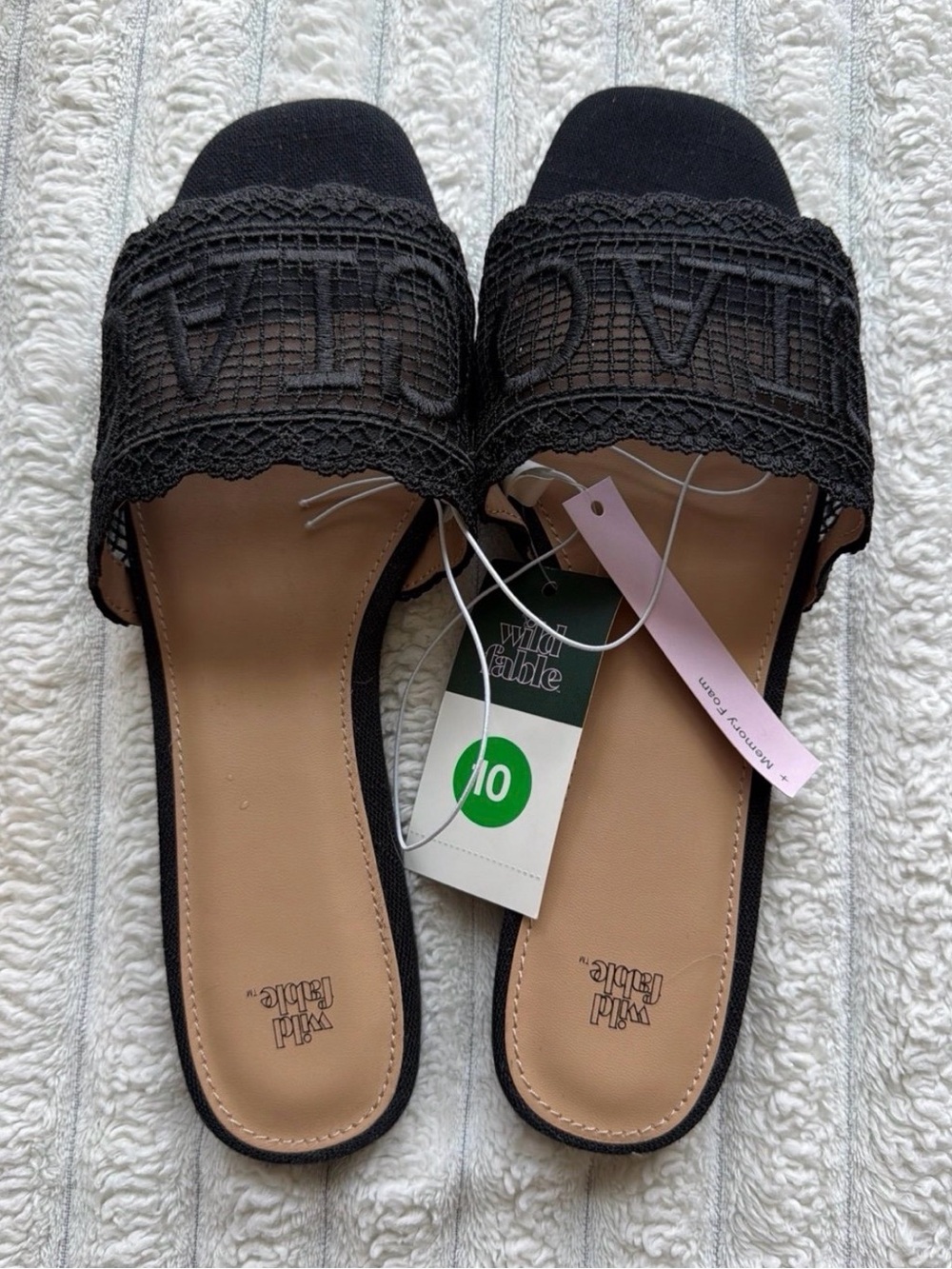 wild fable Black Lace Slide Mules